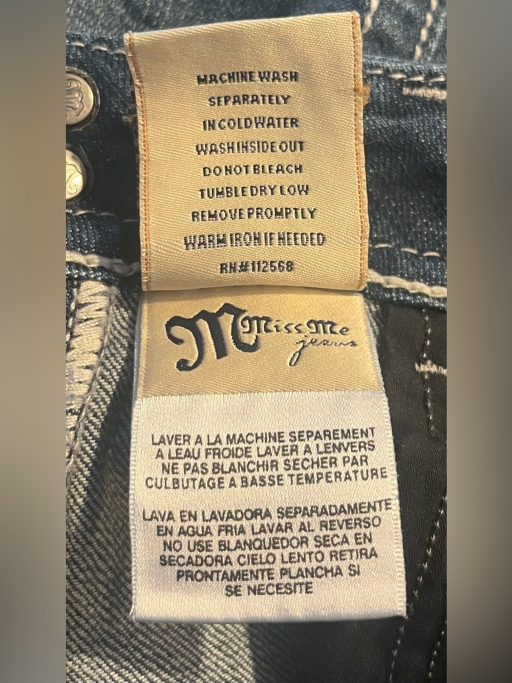 Miss Me Jean Capris With Butterfly Bling Pockets Size 27 Inseam 20” - Picture 7 of 8